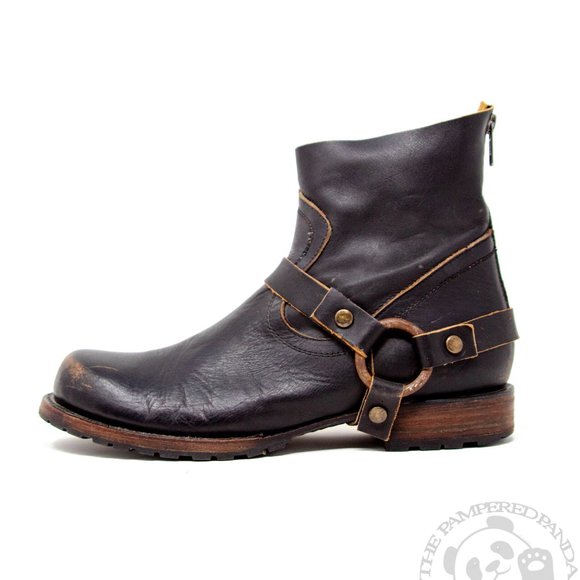 Freebird By Steven Ankle Boots Brown Harness Distress Leather Womens Size 10 025 - Picture 3 of 8